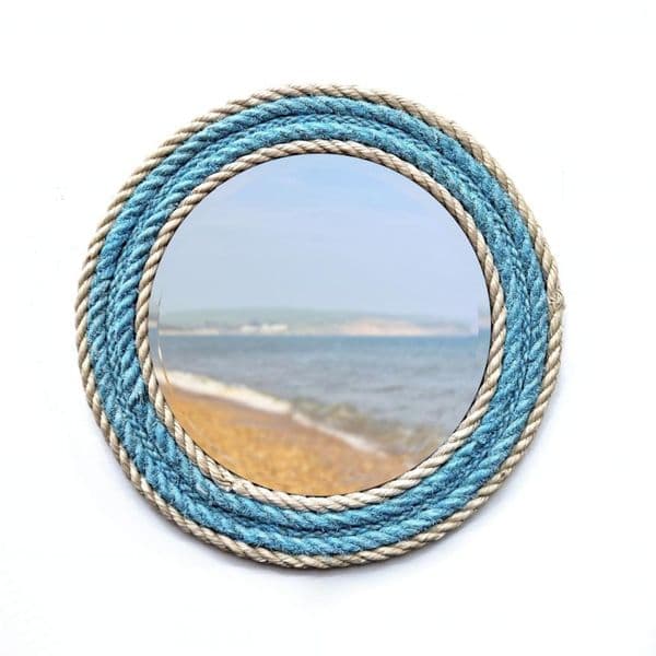 Blue & Beige Recycled Rope Mirror | Wall Mirror | Rachel White