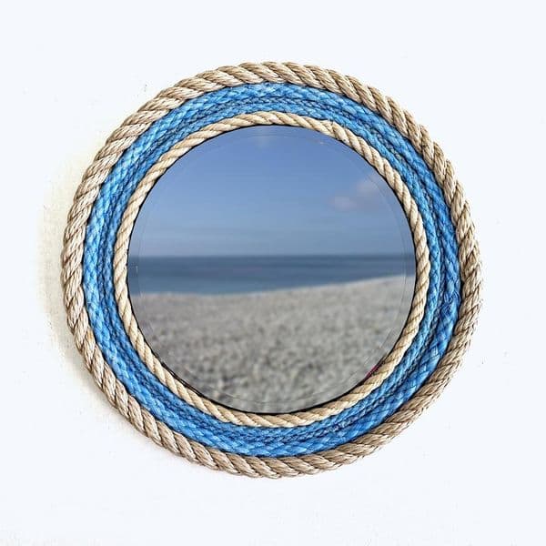 Blue & Beige Recycled Rope Mirror | Wall Mirror | Rachel White