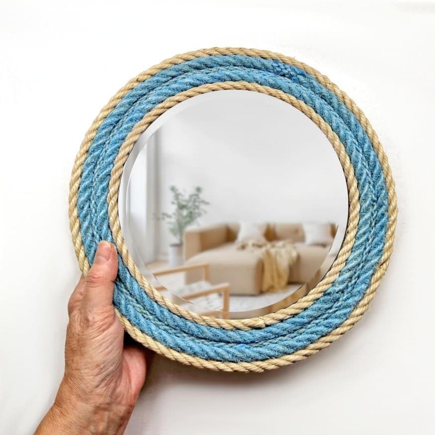 Blue & Beige Recycled Rope Mirror