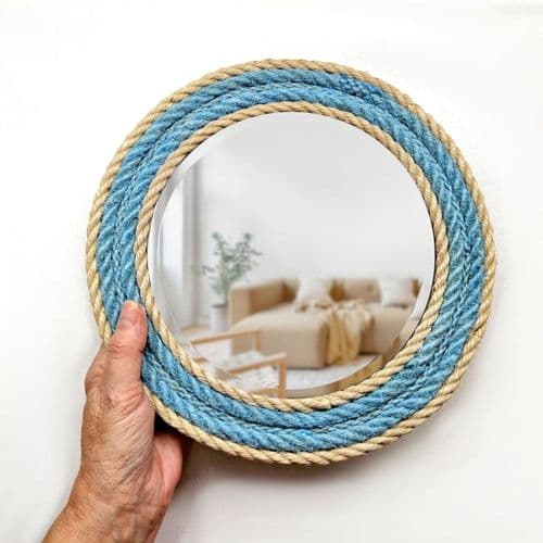Blue & Beige Recycled Rope Mirror