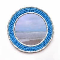 Blue & Pearl Recycled Rope Mirror | Wall Mirror | Rachel White