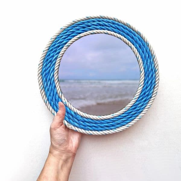 Blue & Pearl Recycled Rope Mirror | Wall Mirror | Rachel White