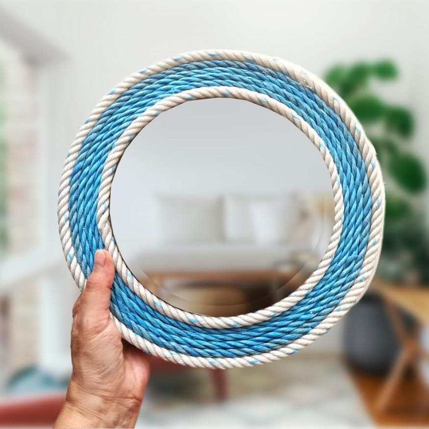 Blue & Pearl Recycled Rope Mirror