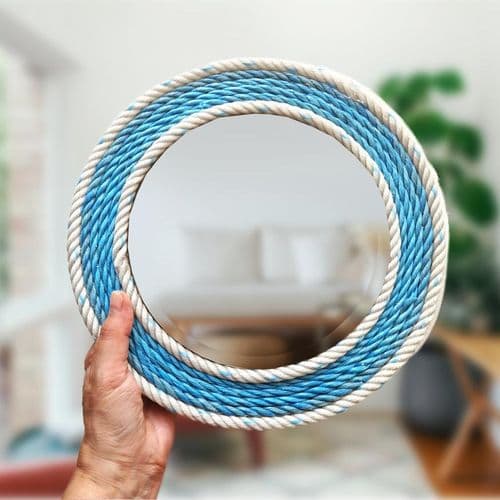 Blue & Pearl Recycled Rope Mirror