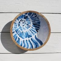 Blue Seashell Wooden Bowl