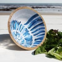 Blue Seashell Wooden Bowl