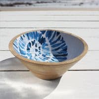Blue Seashell Wooden Bowl