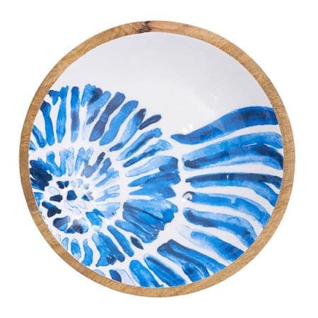 Blue Seashell Wooden Bowl