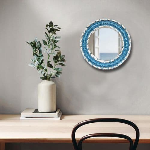 Blue & White Recycled Fishing Rope Mirror