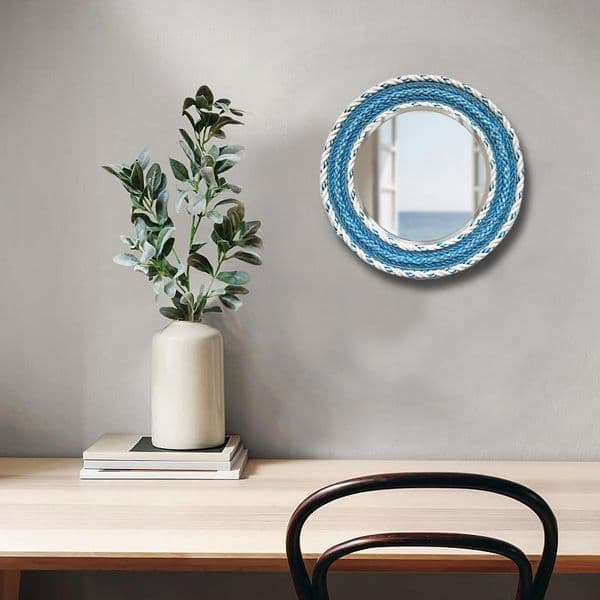 Blue & White Recycled Fishing Rope Mirror | Wall Mirror | Rachel White