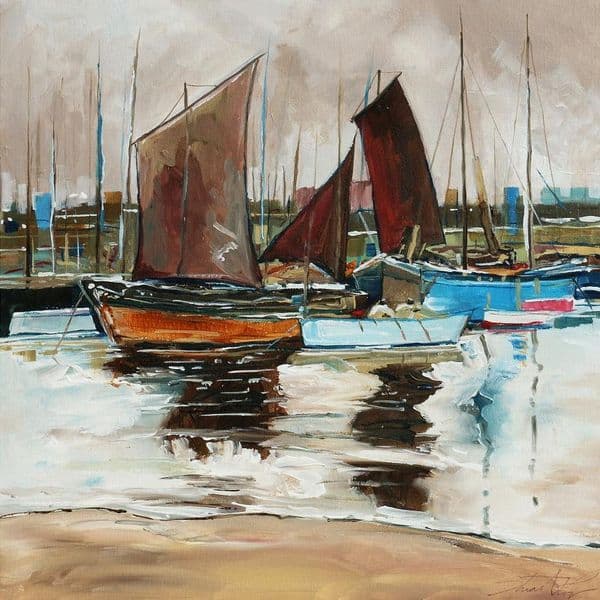 Boats in Port | Original Painting | Stuart Roy