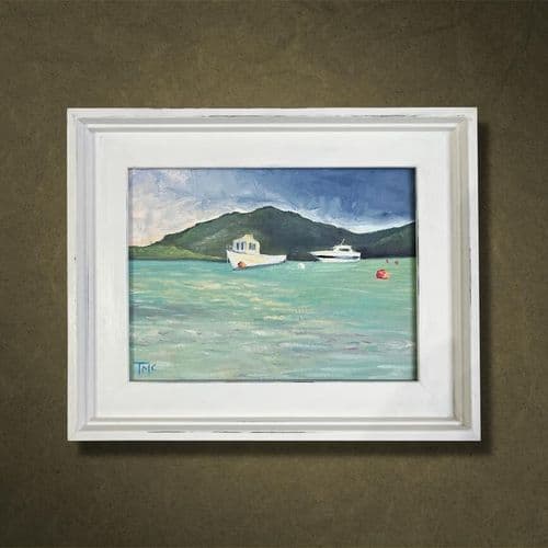Boats in the Menai – painting