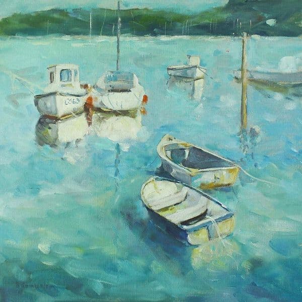 Boats on Moorings | Art Print | Becky Samuelson