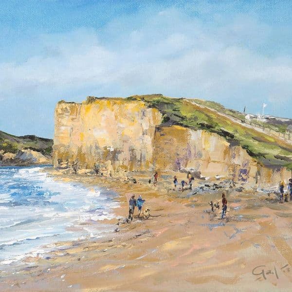 Bobble Hats at Burton Bradstock | Art Print | Gail Morris
