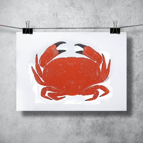 Brown Crab - Linocut Print