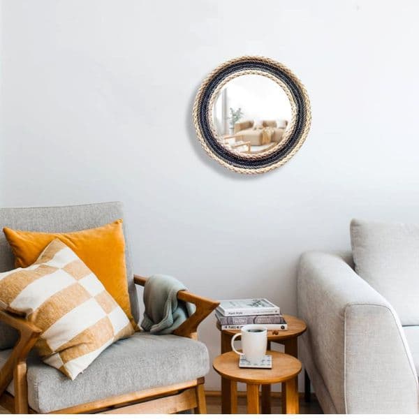 Charcoal Grey Recycled Rope Mirror | Wall Mirror | Rachel White