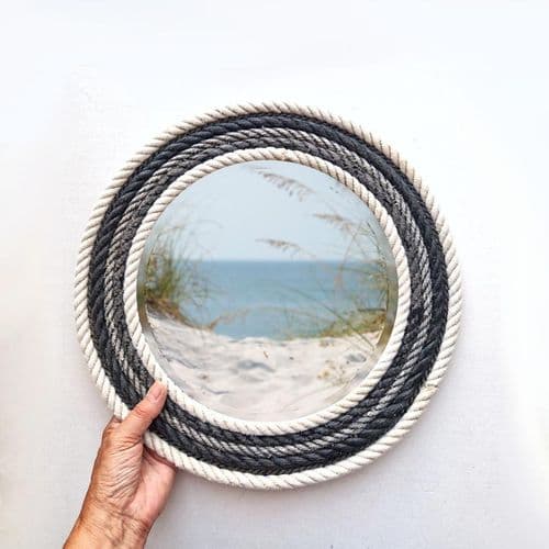 Charcoal Recycled Fishing Rope Mirror