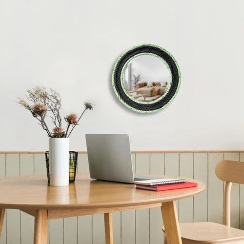 Charcoal & Seaweed Green Recycled Rope Mirror
