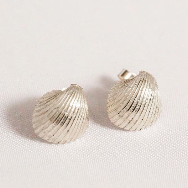 Cockle Shell Stud Earrings | Silver Shells | Sarah Adams
