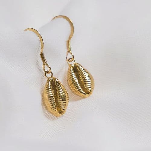 Cowrie Shell Gold Drop Earrings