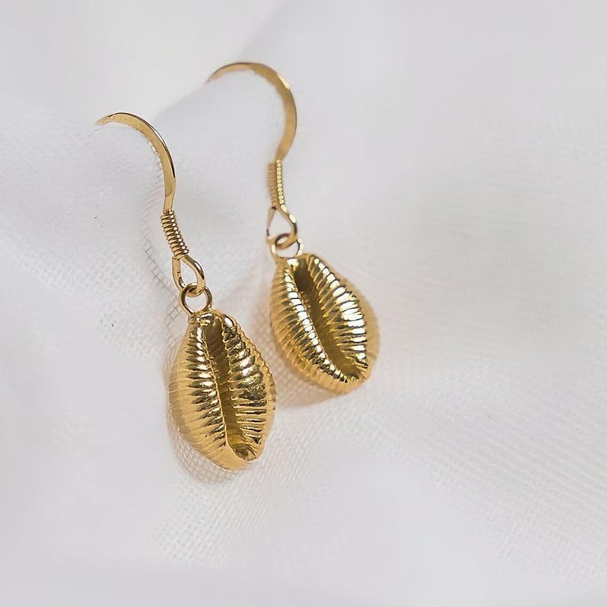 Cowrie Shell Gold Drop Earrings