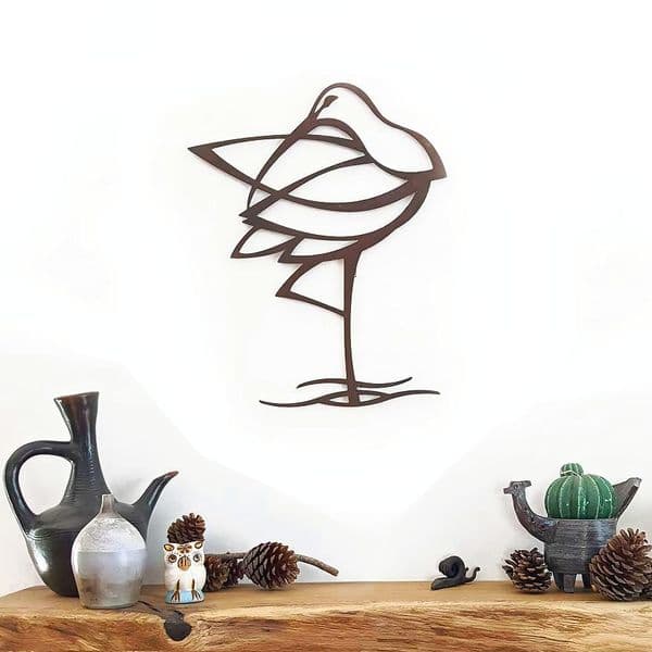 Curlew - Rusted Metal Wall Art Hanging by Janet Mary Robinson