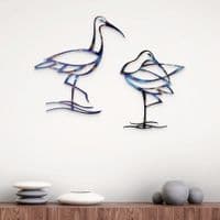 Curlew - Tempered Metal Wall Art Hanging by Janet Mary Robinson