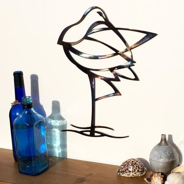 Curlew - Tempered Metal Wall Art Hanging by Janet Mary Robinson