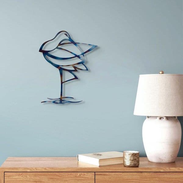 Curlew - Tempered Metal Wall Art Hanging by Janet Mary Robinson