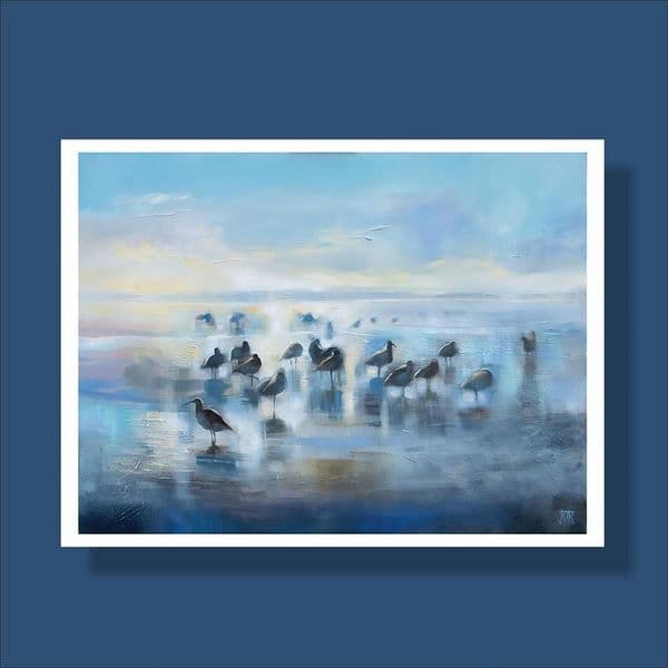 Curlews, Morecambe Bay - Limited Edition Print by Janet Mary Robinson