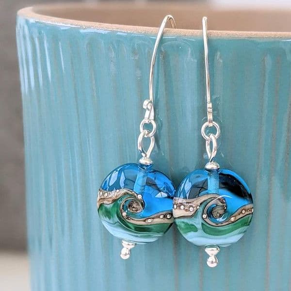 Deep Blue Sea Earrings | Glass Jewellery | Julie Fountain