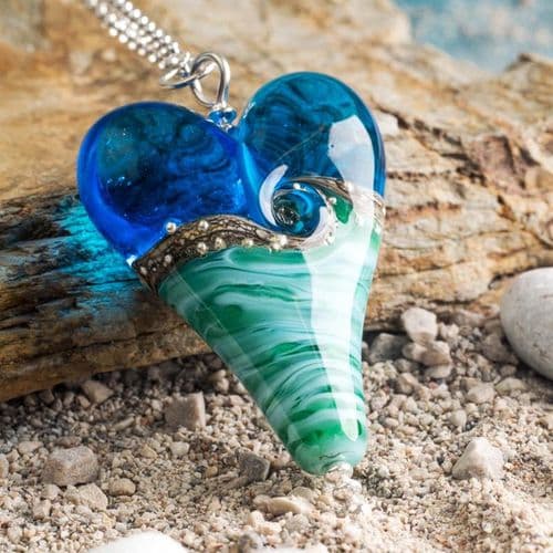 Deep Blue Sea Heart Necklace – Extra Large