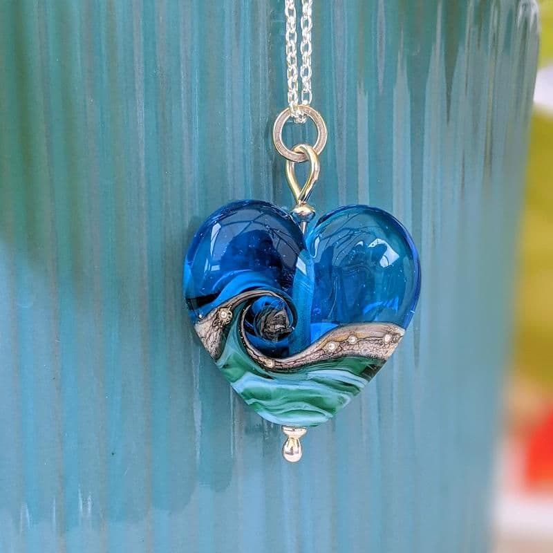 Deep Blue Sea Heart Pendant