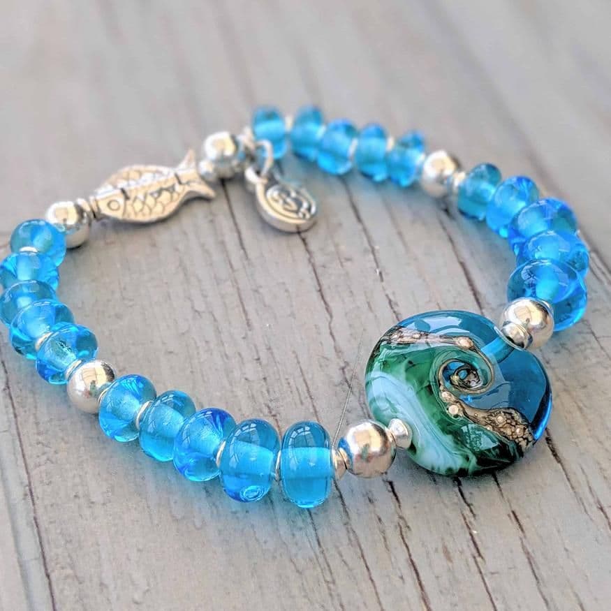 Deep Blue Sea Silver Fish Bracelet