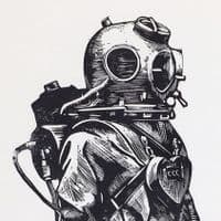 Deep Sea Diver | Linocut Print | Amy Cundall
