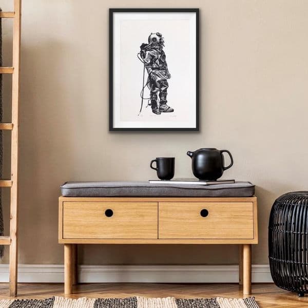Deep Sea Diver | Linocut Print | Amy Cundall