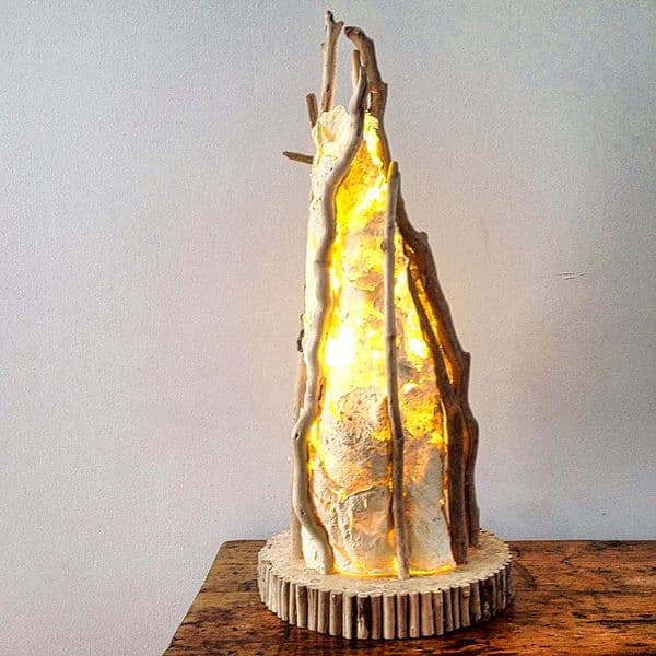 Driftwood Creel Table Uplighter Lamp | Coastal Lighting | David Holmes