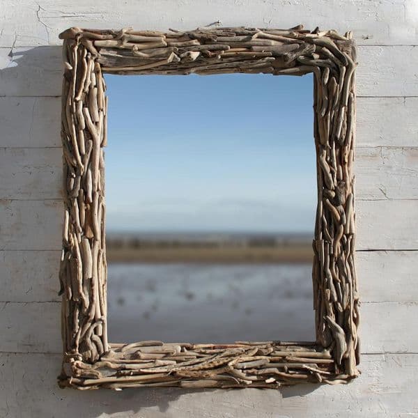 Large Driftwood Stick Mirror Frame | Wall Mirror | Beach Mirror