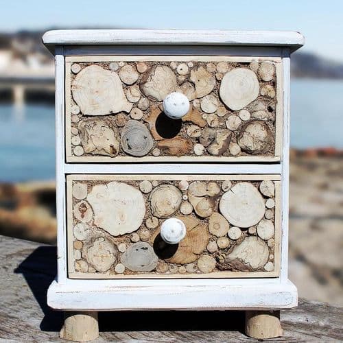 Driftwood Two Drawer Bedside Table