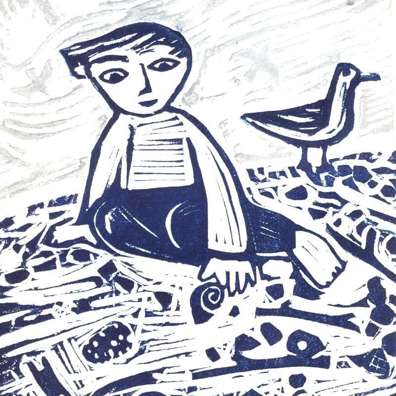 First on the Windy Beach Print