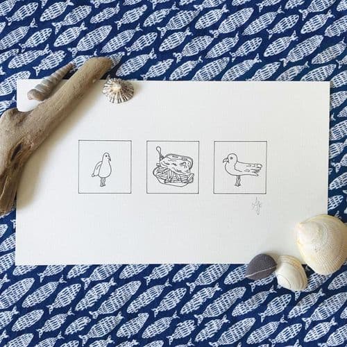 Fish and Chips - Hand Drawn Illustration