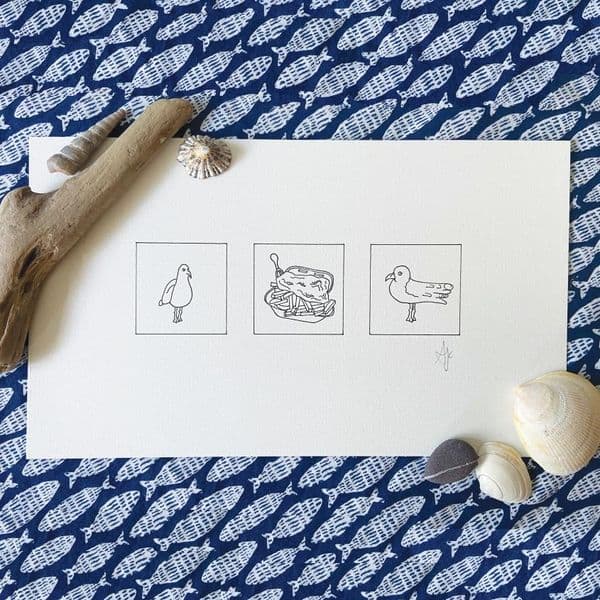 Fish and Chips | Hand Drawn Illustration | Limited Edition | Alison Collins