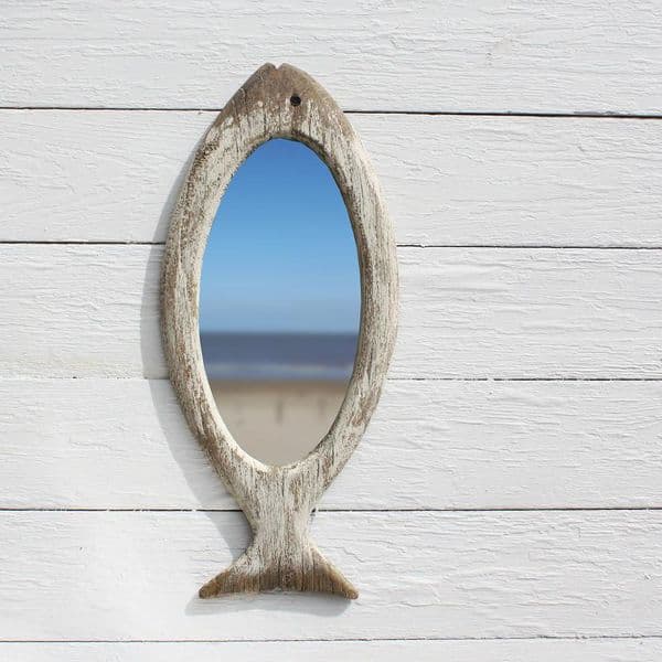 Fish Shaped Wooden Wall Mirror