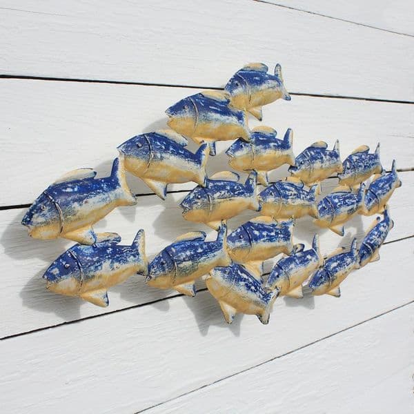 Fish Shoal Iron Wall Art Hanging | Coastal Beach Theme Décor