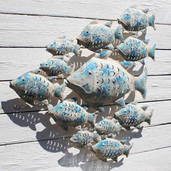Fish Shoal Iron Wall Art Hanging | Coastal Beach Theme Décor