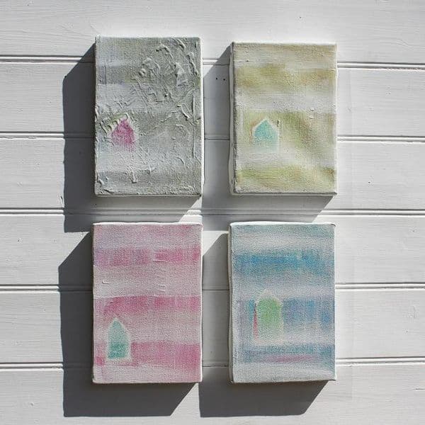 Four Beach Huts Painting | Coastal Art | Liz Sheddon