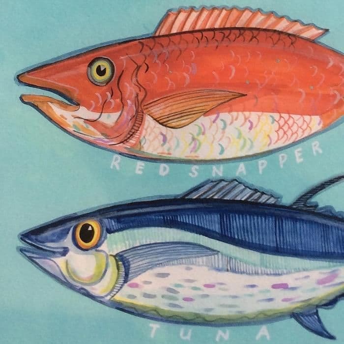 Four Fish | A3 Print | Andrew Ruffhead