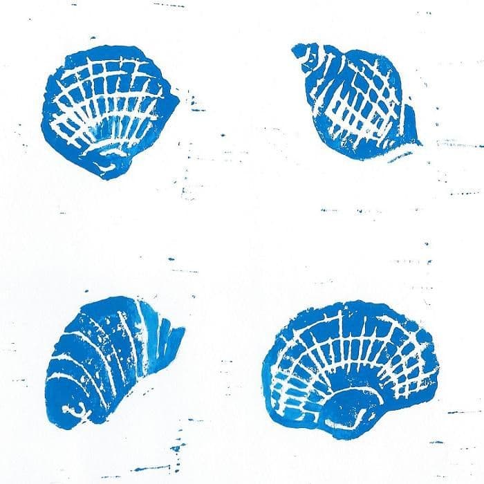 Four Shells Lino Print
