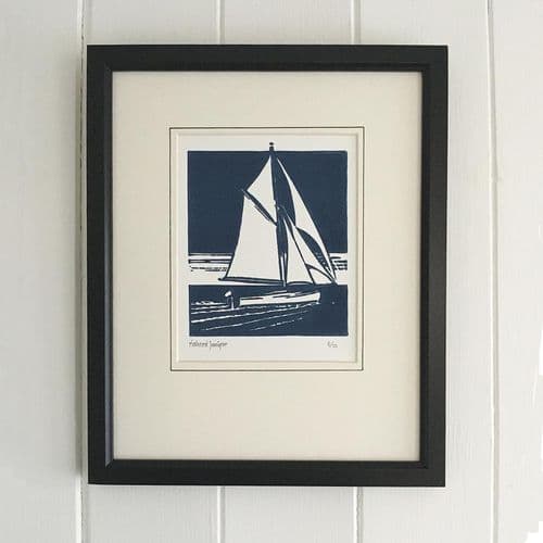 Gaff Rigged Cutter Linocut Print
