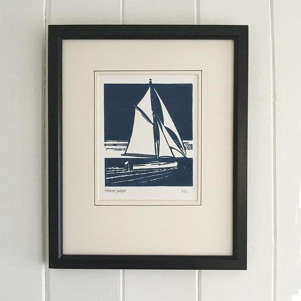 Gaff Rigged Cutter Linocut Print | Limited Edition | Richard Juniper